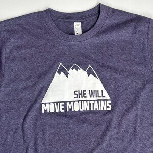 NWOT She Will Move Mountains Purple Tee Youth Large Cotton Blend